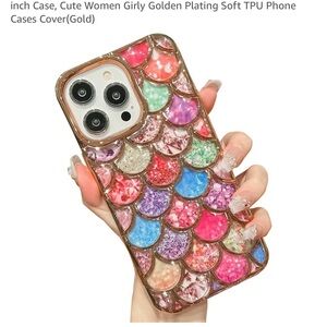 3D Mermaid Compatible w iPhone 14 Pro 6.1-inch Case Girly Gold Plating Soft 🧜‍♀️